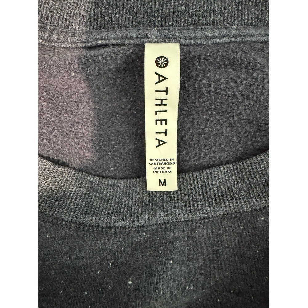 Athleta Sweatshirt Size M Blue Gray Heather Speckled Thumbhole Pullover Lounge - Picture 5 of 8